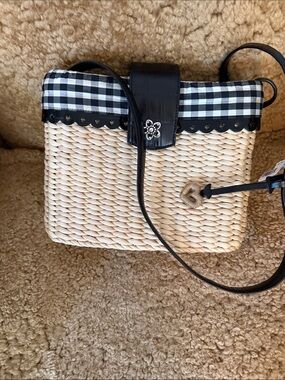 Brighton Black & Natural Woven Gingham Crossbody Bag